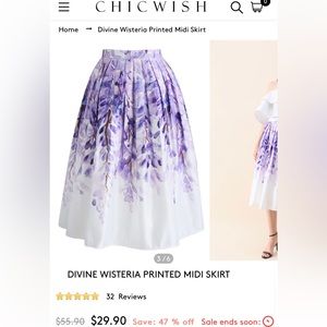 Chicwish pleated skirt, new with tags, size medium